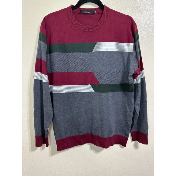 Men's Cashmere/Wool Blend Color Block Long Sleeve Golf Sweater, Size M - Picture 2 of 5